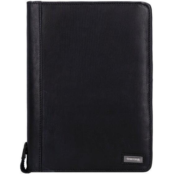 Greenland Nature Black Nappa Ringmappe Leder 33 cm