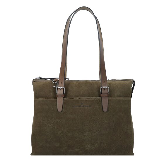 Castelijn & Beerens Nubuck Schultertasche Leder 40 cm Laptopfach