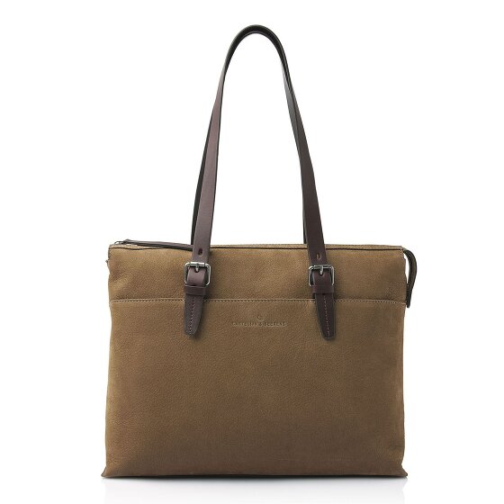 Castelijn & Beerens Nubuck Schultertasche Leder 40 cm Laptopfach