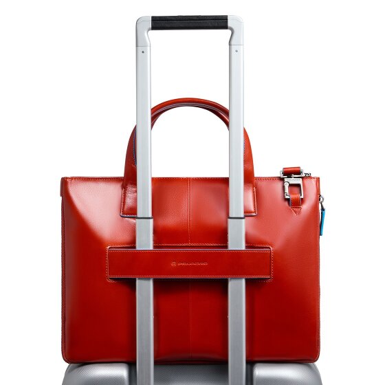 Piquadro Blue Square Shopper Tasche Leder 38 cm Laptopfach mit Dehnfalte