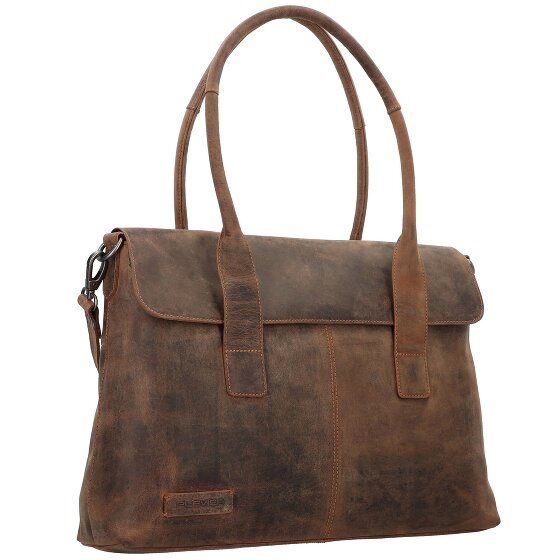 Plevier Retro Lamarr Schultertasche Leder 45 cm Laptopfach