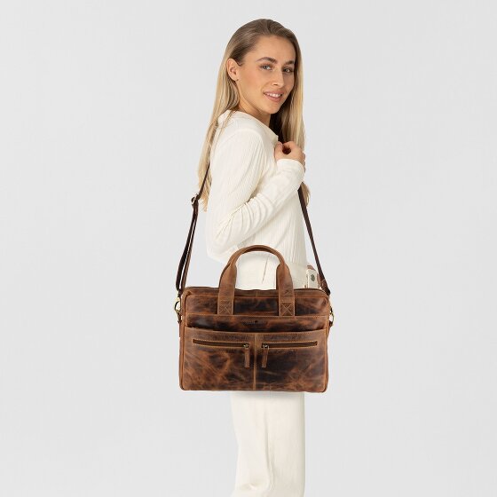 Greenburry Vintage Aktentasche Leder 38 cm Laptopfach