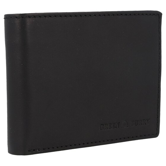 Greenburry Pure Black Geldbörse RFID Schutz Leder 13 cm