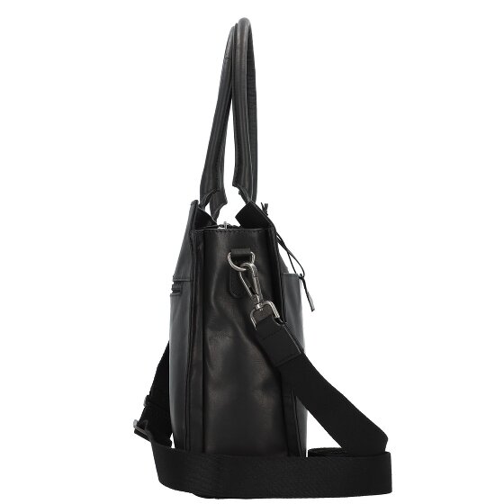 Greenburry Pure Black Schultertasche Leder 40 cm Laptopfach