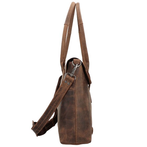 Plevier Retro Lamarr Schultertasche Leder 45 cm Laptopfach