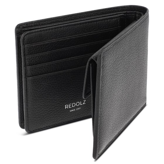 Redolz Leather Essentials QF Geldbörse RFID Leder 12 cm ausklappbar mit Reißverschlussfach