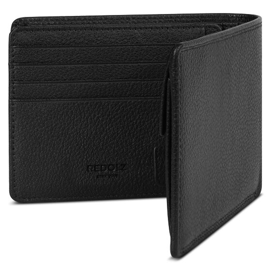 Redolz Leather Essentials QF Geldbörse RFID Leder 12 cm ausklappbar mit Reißverschlussfach