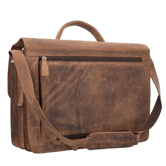 Plevier Retro Newton Aktentasche Leder 41 cm Laptopfach