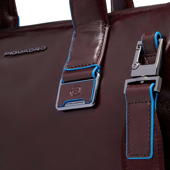 Piquadro Blue Square Shopper Tasche Leder 38 cm Laptopfach mit Dehnfalte