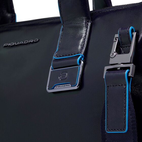 Piquadro Blue Square Shopper Tasche Leder 38 cm Laptopfach mit Dehnfalte
