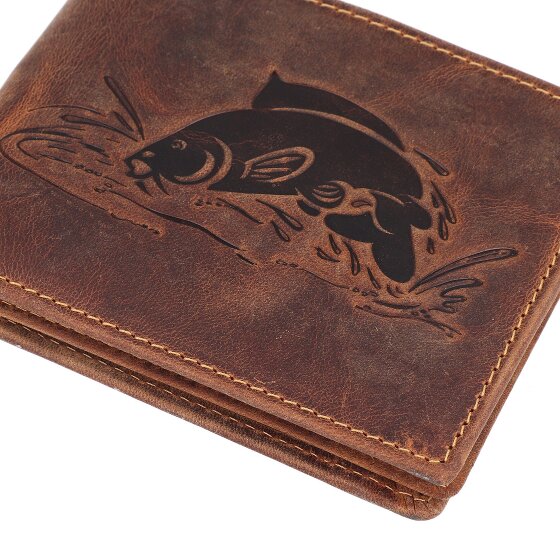 Greenburry Vintage Geldbörse mit Fisch-Prägung Leder 12 cm