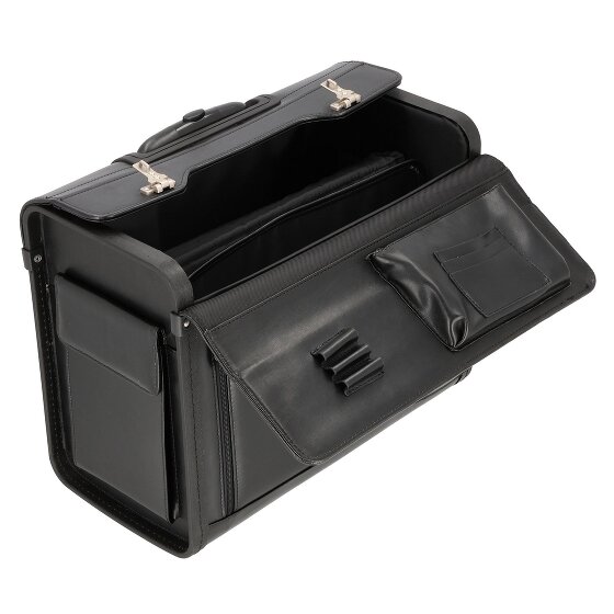 Dermata 2-Rollen Pilotentrolley Leder 45,5 cm Laptopfach
