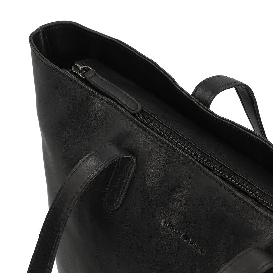 Greenburry Pure Black Shopper Tasche Leder 35 cm Laptopfach