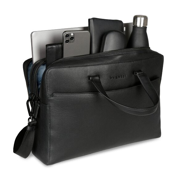 Bugatti Black Aktentasche Leder 38 cm Laptopfach