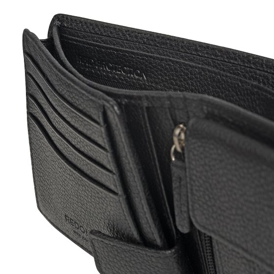 Redolz Leather Essentials QF Geldbörse RFID Leder 12 cm ausklappbar mit Reißverschlussfach