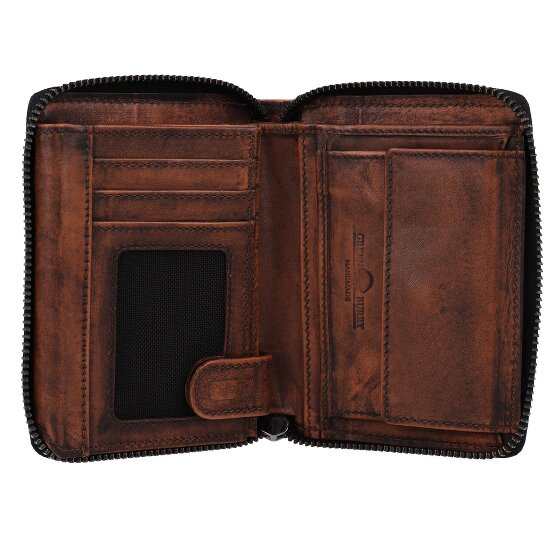 Greenburry Destressed Geldbörse RFID Schutz Leder 13 cm