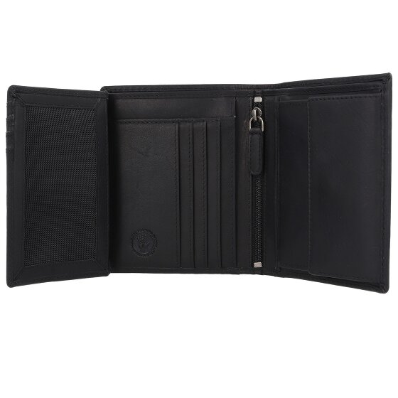 Greenburry Pure Black Geldbörse RFID Schutz Leder 10.5 cm