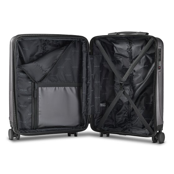 Police New York 4 Rollen Kabinentrolley S 54 cm mit Dehnfalte