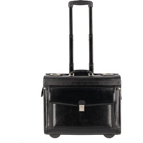 Dermata 2 Rollen Pilotentrolley Leder 39 cm Laptopfach