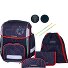  Ergolite Schulranzen-Set 8-teilig Variante black red